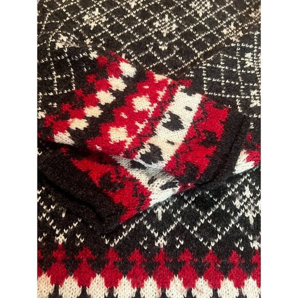 Vintage Paul Harris Nordic Knit Sweater Size Large Wool Blend Black/Red/White - Picture 2 of 6